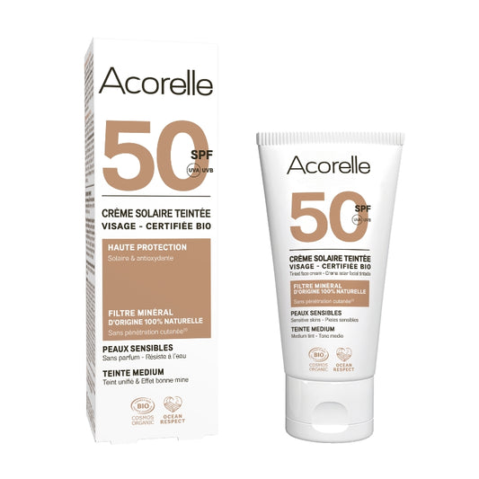 Crema facial color medio spf 50 Acorelle 50 ml