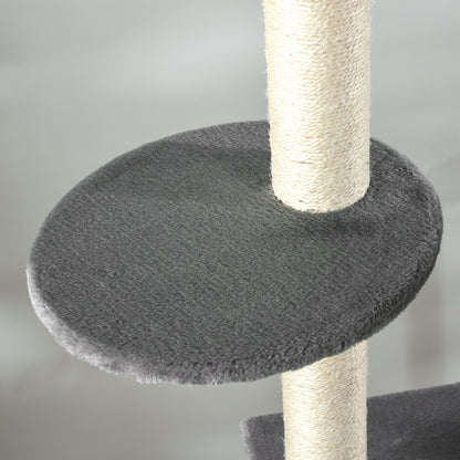 Pawhut Árbol Rascador Para Gatos Altura Ajustable 238-270 Cm Con Hamaca Cueva_3