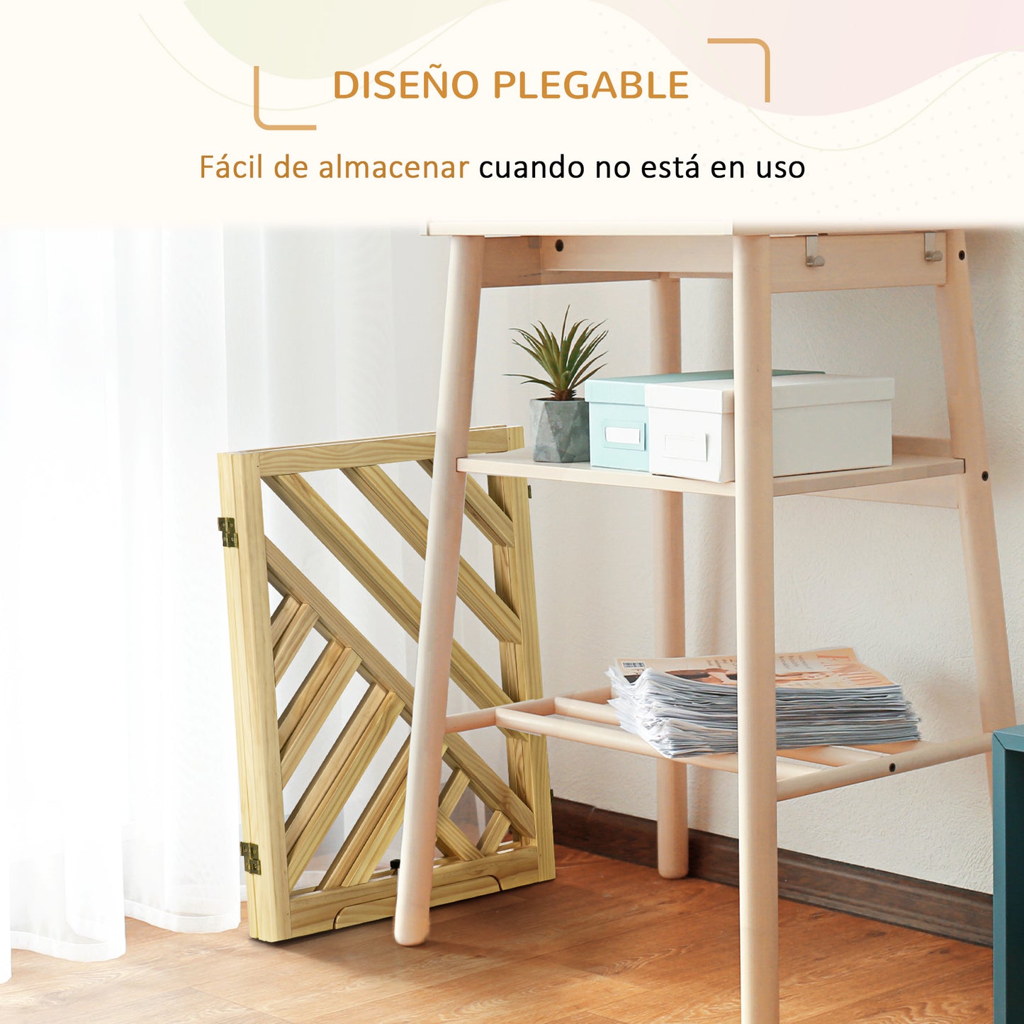 Pawhut Barrera De Seguridad Plegable Para Perros 3 Paneles 181x35x76 Cm Natural_5