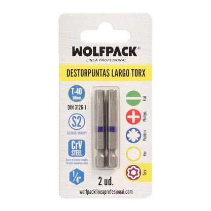 Puntas Largas Destornillador Torx T40 (2 Piezas). Acero S2 Al Cromo Vanadio. Puntas Hexagonales, Destorpuntas,_2
