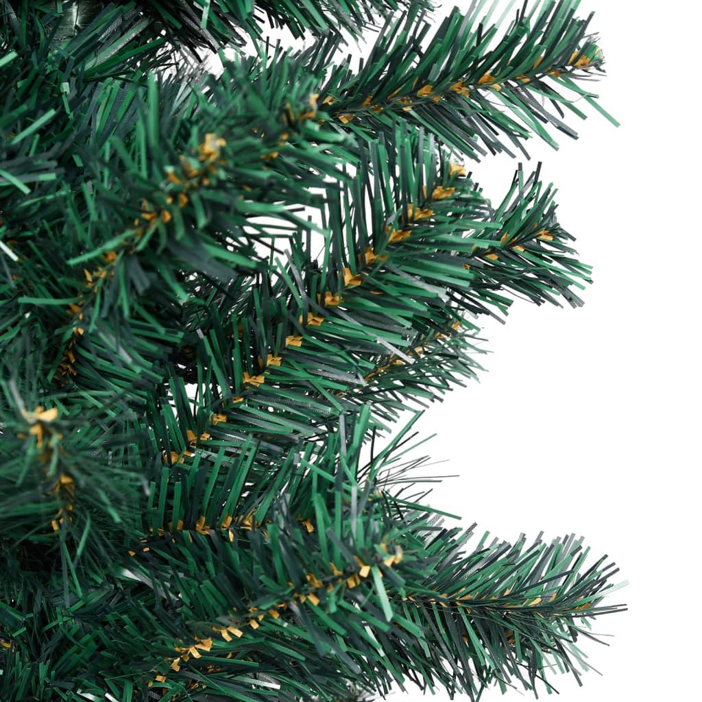 Vidaxl Árbol De Navidad Delgado Con Luces Y Soporte Pvc Verde 210 Cm_4