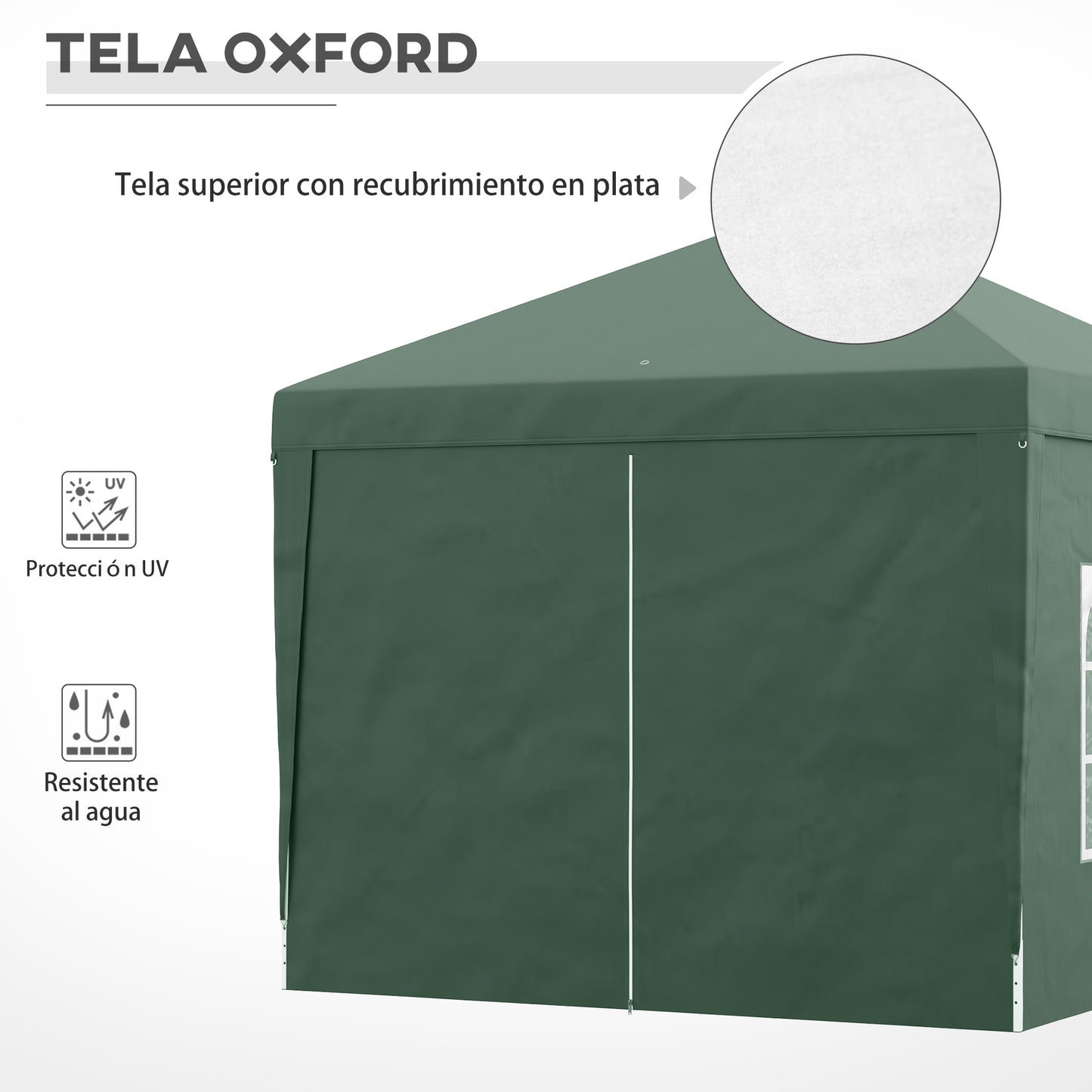 Outsunny Carpa Plegable Con 4 Paredes Desmontables 3x3 M Para Exterior Verde_5