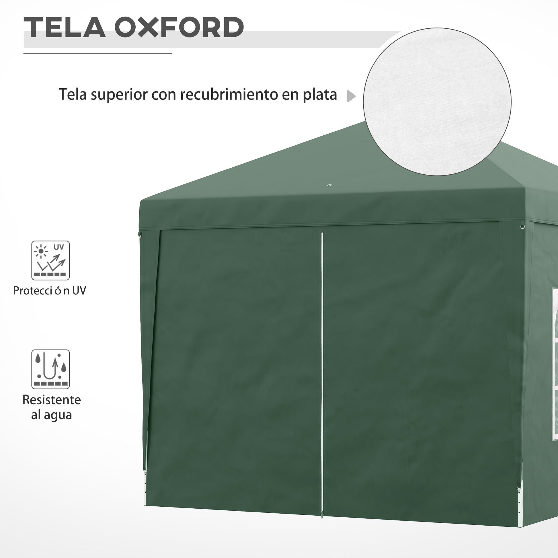 Outsunny Carpa Plegable Con 4 Paredes Desmontables 3x3 M Para Exterior Verde_5