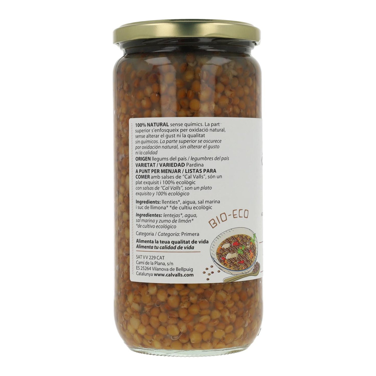 Lentilhas cozinhadas biológicas Cal Valls 250 g