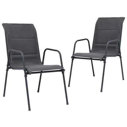 Vidaxl Sillas De Jardín Apilables 2 Uds Acero Textilene Gris Antracita_0