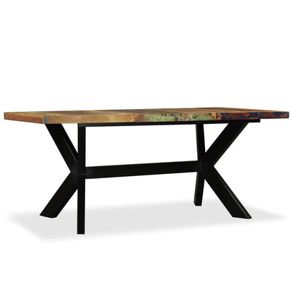 Mesa De Comedor Madera Maciza Reciclada Y Acero Cruzado 180 Cm_1