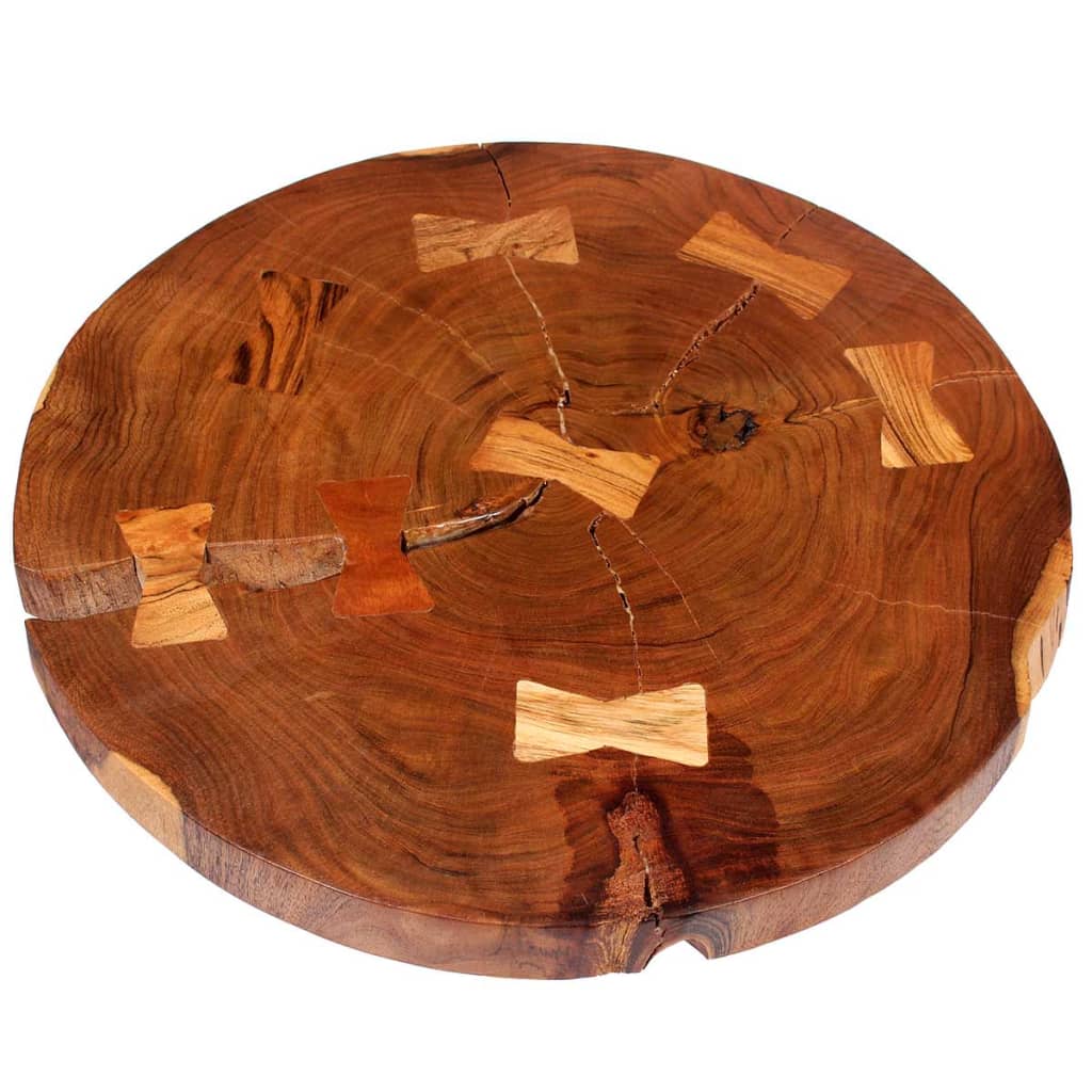 Mesa De Centro De Tronco Madera Maciza De Acacia (55-60)x40 Cm_4