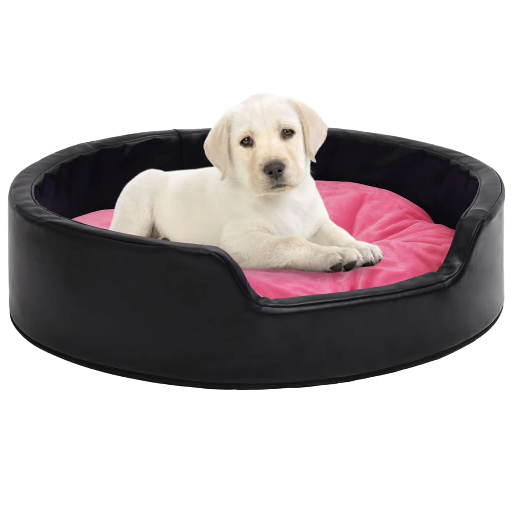 Vidaxl Cama De Perros Felpa Y Cuero Sintético Negro Y Rosa 99x89x21 Cm_1