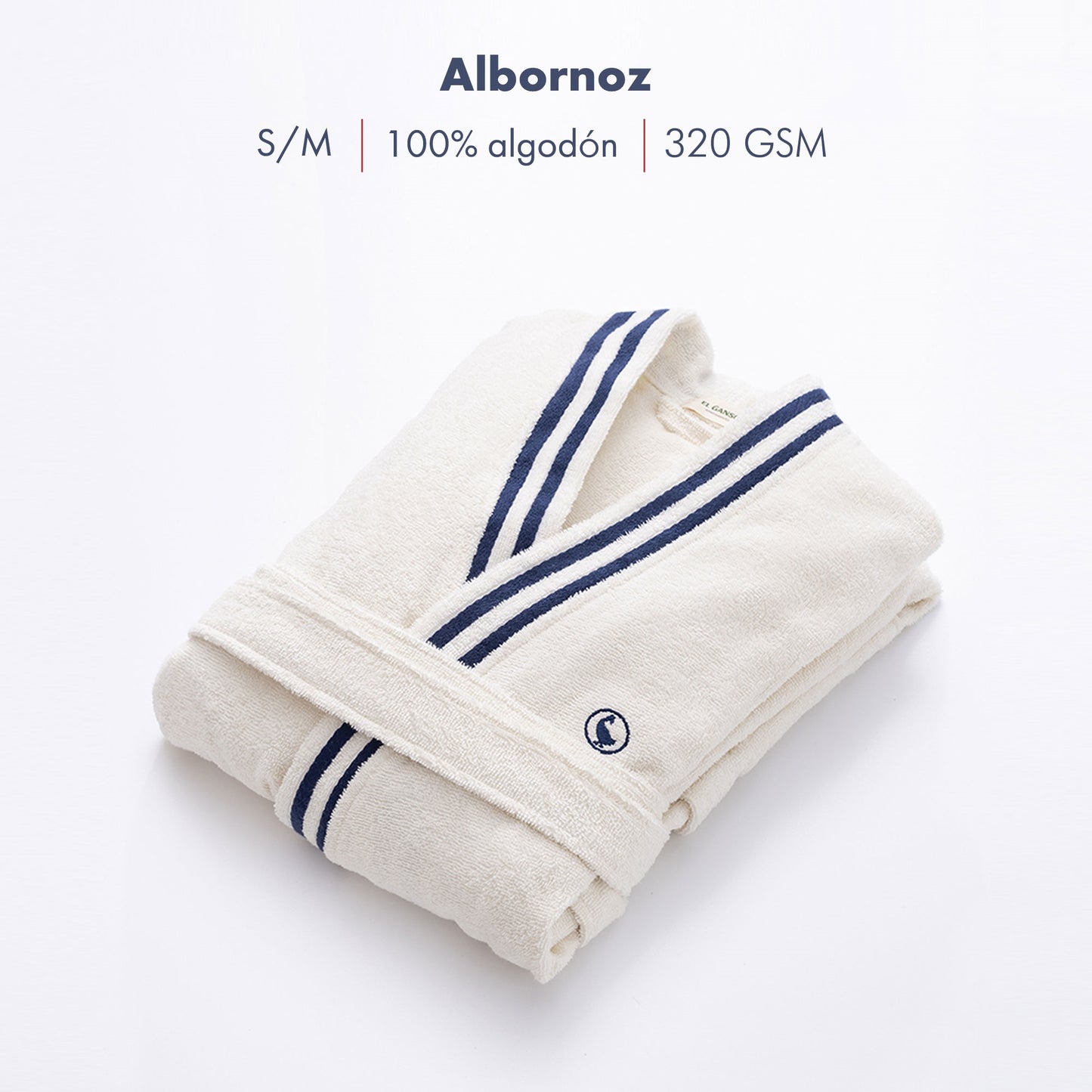 Albornoz Crudo S/m 320gsm 100% Algodón Con Logo Bordado El Ganso_1