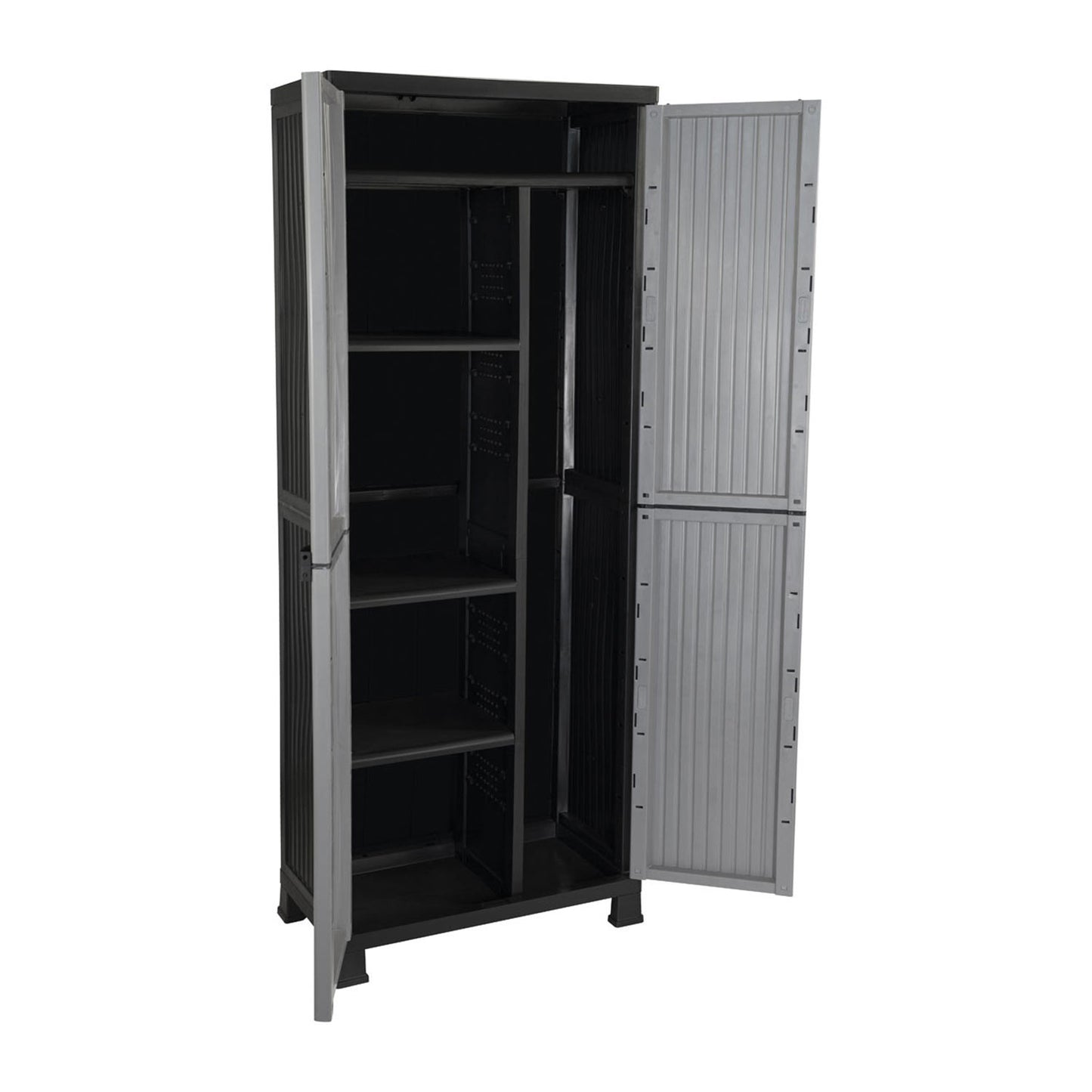 Armario De Resina Exterior Con Escobero Y 4 Baldas 171x68x39cm O91_2