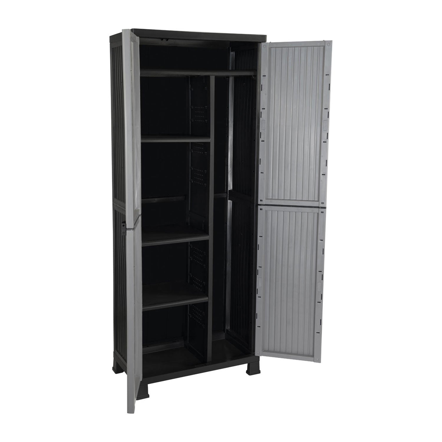 Armario De Resina Exterior Con Escobero Y 4 Baldas 171x68x39cm O91_2