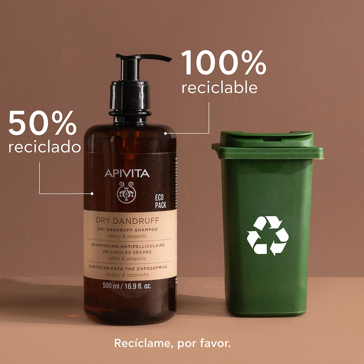 Ecopack Champô Anticaspa com Aipo e Própolis, APIVITA, 500 ml