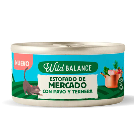 Ensopado de Mercado Wild Balance com Peru e Carne para Gatos Lata de 80g