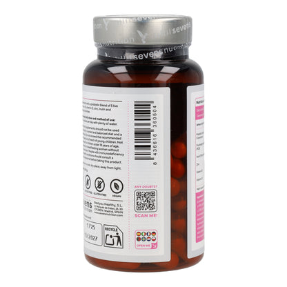 Probióticos Flora Íntima Mujer con Inulina FOS Zinc y Vitaminas B2 y D3 Sevens Nutrition 60 cápsulas