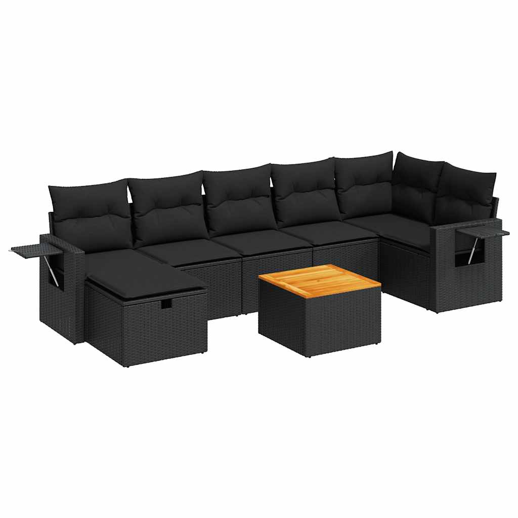 Set De Sofás De Jardín Y Cojines 8 Piezas Ratán Sintético Negro / Vetonek_0