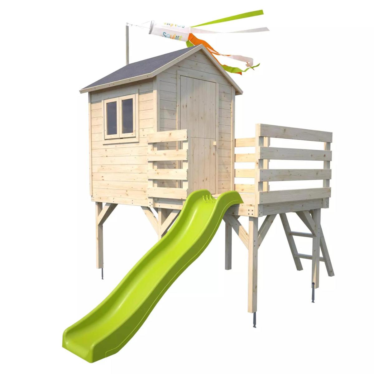 Casa de brincar Josephine Soulet em madeira com escorrega