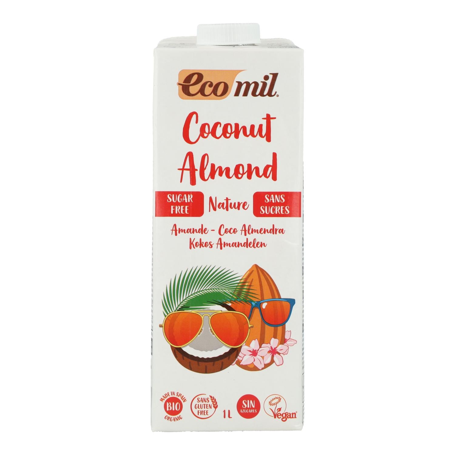 Bebida de coco e amêndoa sem açúcar Ecomil 1L