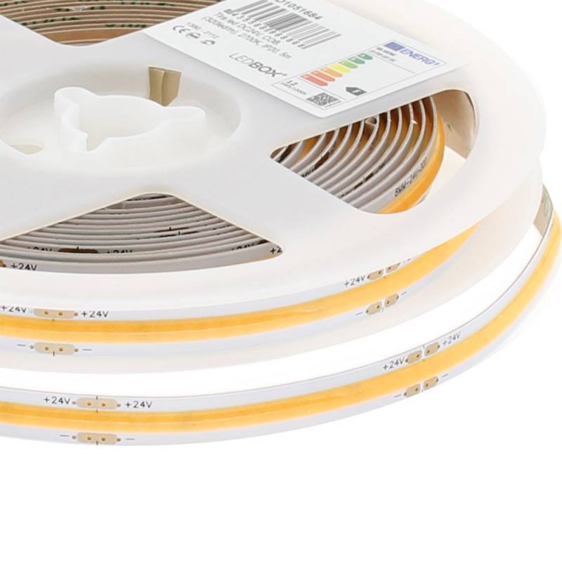 Tira Led Monocolor Cob, Dc24v, 5m (350led/m), 60w, Cri>92, Ip20, Blanco Cálido 2700k_0