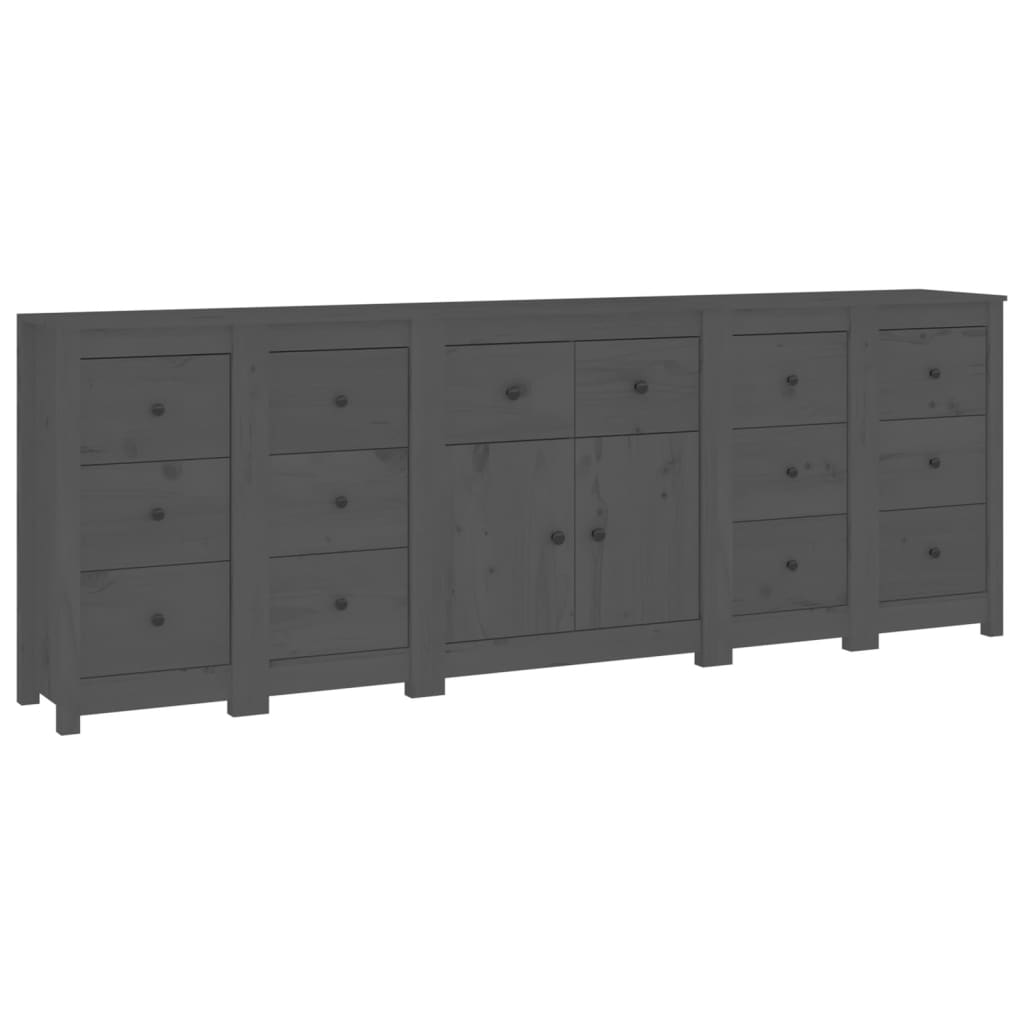 Aparador De Madera Maciza De Pino Gris 230 X 35 X 80 Cm_1