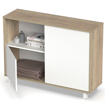 Aparador, Mueble Salón Auxiliar, Buffet, 2 Puertas, 1 Estante 82,5x112x33 Cm Recibidor Moderno, Briebe, Nova, Blanco_3