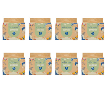 ECOBOOM - Fralda de Bambu Eco Boom. 70% biodegradável, hipoalergénica (tamanho 5/XL, 12-17 kg, embalagem de 8 fraldas, total de 224 fraldas)