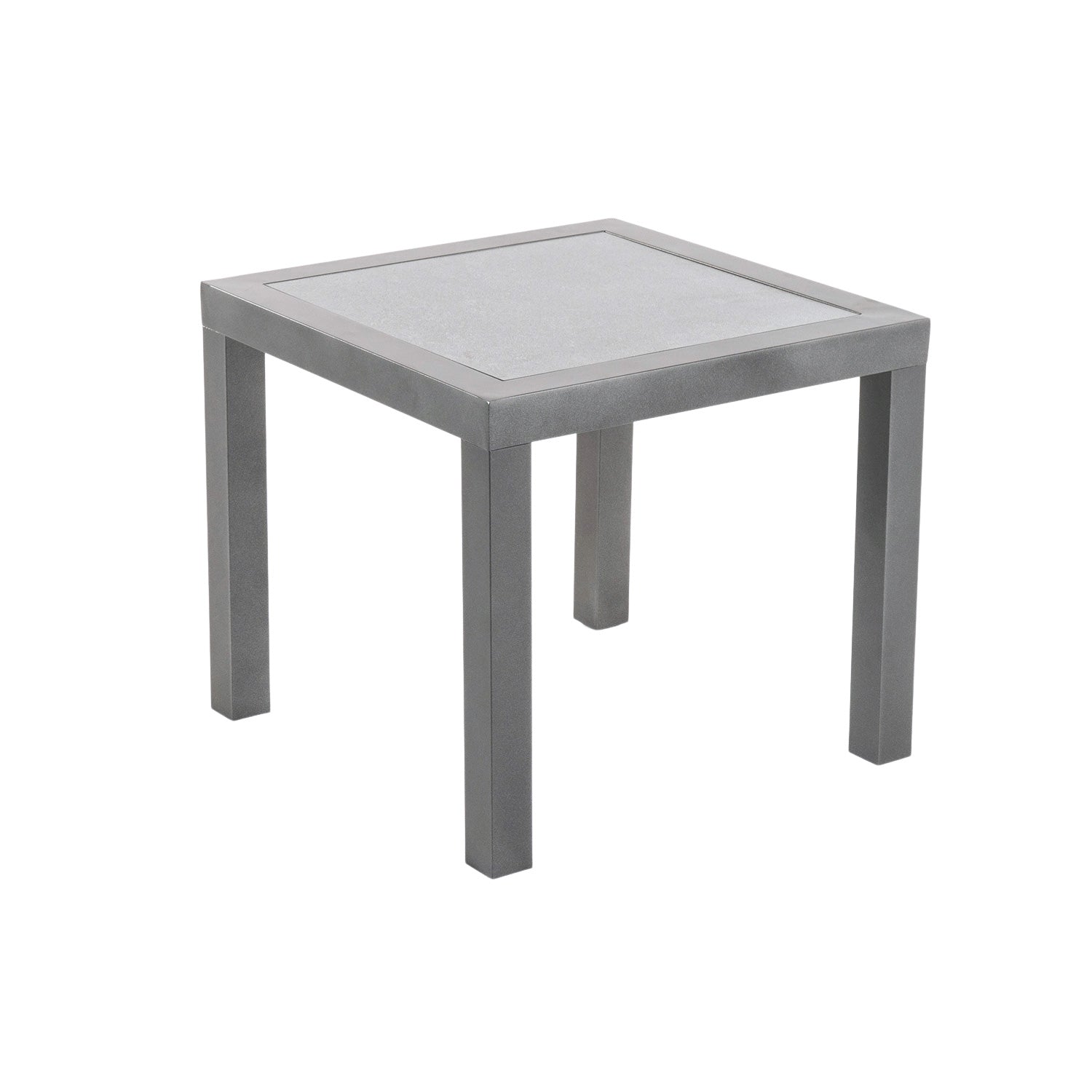 Mesa Auxiliar De Jardín, Tamaño: 50x50x45 Cm, Aluminio Reforzado Color Antracita, Tablero De Cristal Templado Estilo Cerámica_0