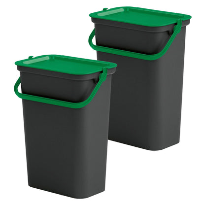 Set De 2 Papeleras moda 10l Con Asa Verde Y Negro_0