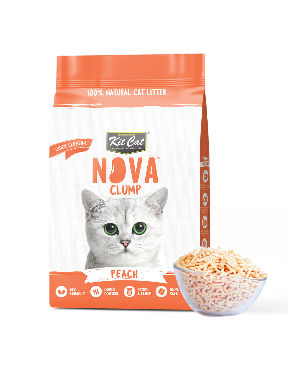 Kit de areia para gatos Eco SoyaClump - Pêssego 7 L