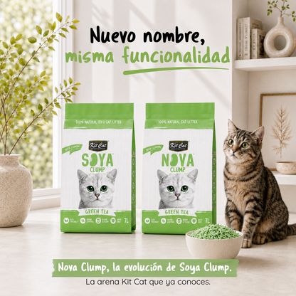 Kit de areia para gatos Eco SoyaClump - Chá verde, 7 L