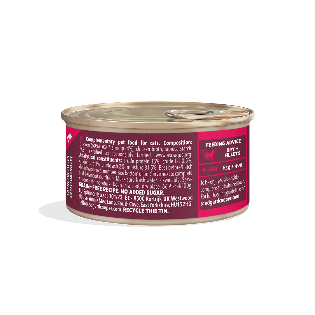Filetes de pollo con gambas para gatos Edgard & Cooper 70 g