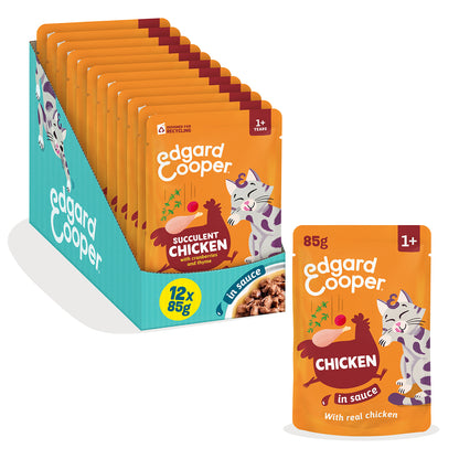 Sobres de comida húmeda Pollo en Salsa para Gatos Adultos | Edgard & Cooper 85 g