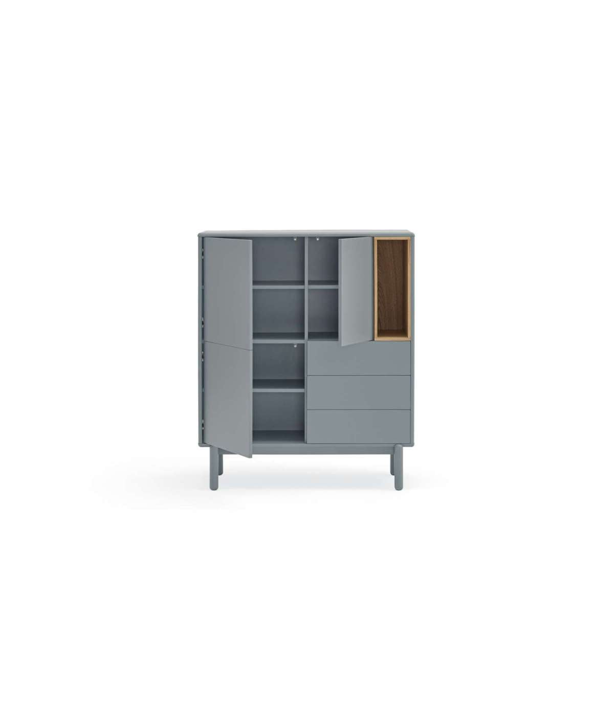 Mueble Auxiliar Modelo Corvo 3 Puertas 3 Cajones Acabado Gris Perla, 40cm(ancho) 120cm(al_2