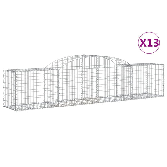 Cestas De Gaviones 13 Uds Forma De Arco Hierro 300x50x60/80 Cm_0