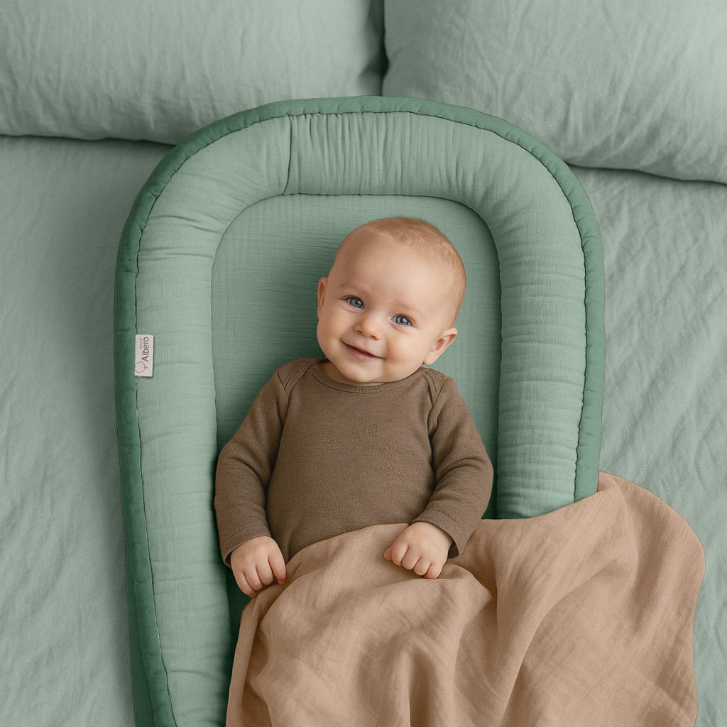 Cuna Nido Colecho Bebe Muselina Salvia_5