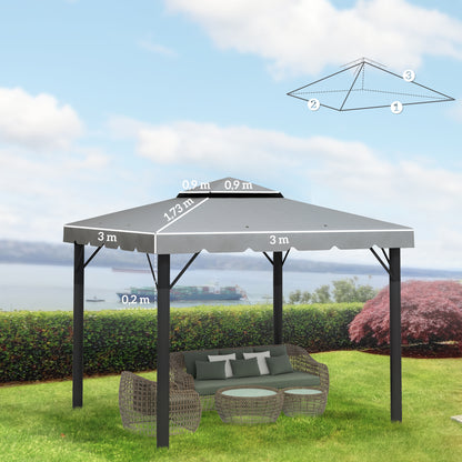 Outsunny Techo De Repuesto Para Cenador 3x3 M Con Techo Doble Gris Claro_2