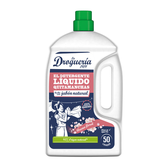 Detergente líquido com sabão natural, aroma floral, frasco LA DROGUERIA 1919, 50 doses