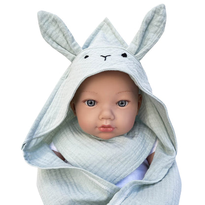 Set Toalla-bandana Muñeca Bunny Bobble Verde_1