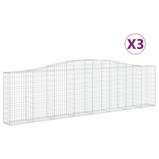 Cestas De Gaviones 3 Uds Forma De Arco Hierro 400x30x100/120 Cm_0