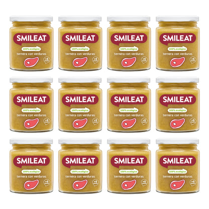 Pack 12x Tarrito BIO ternera y verduras +6 meses Smileat 230g