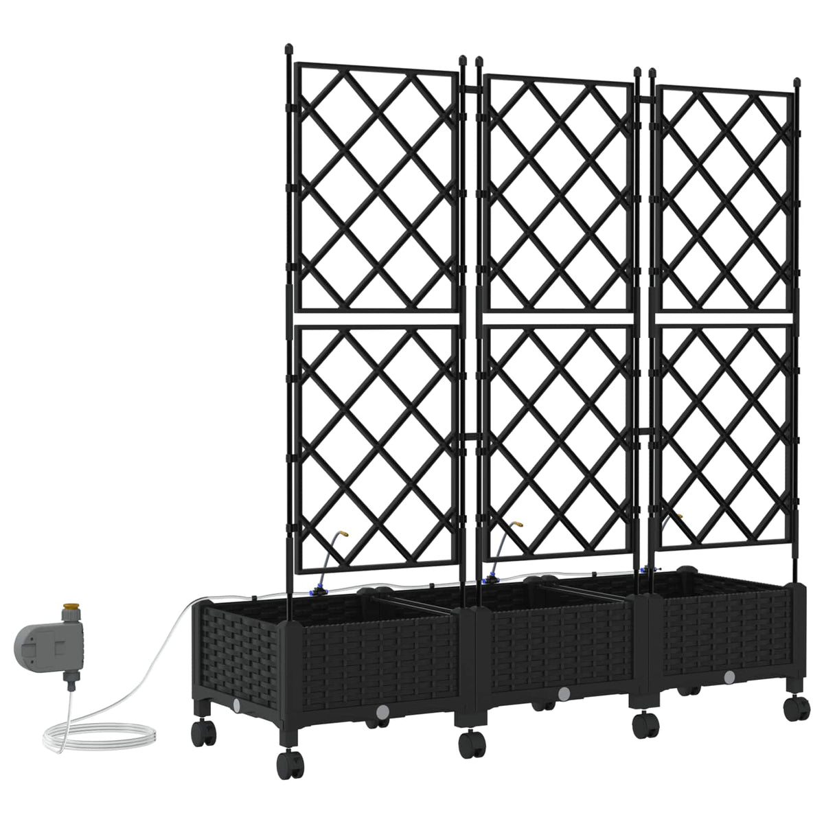 Maceta De Jardín Con Riego Y Ruedas 3 Uds. Negro Pp_3