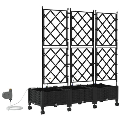 Maceta De Jardín Con Riego Y Ruedas 3 Uds. Negro Pp_3