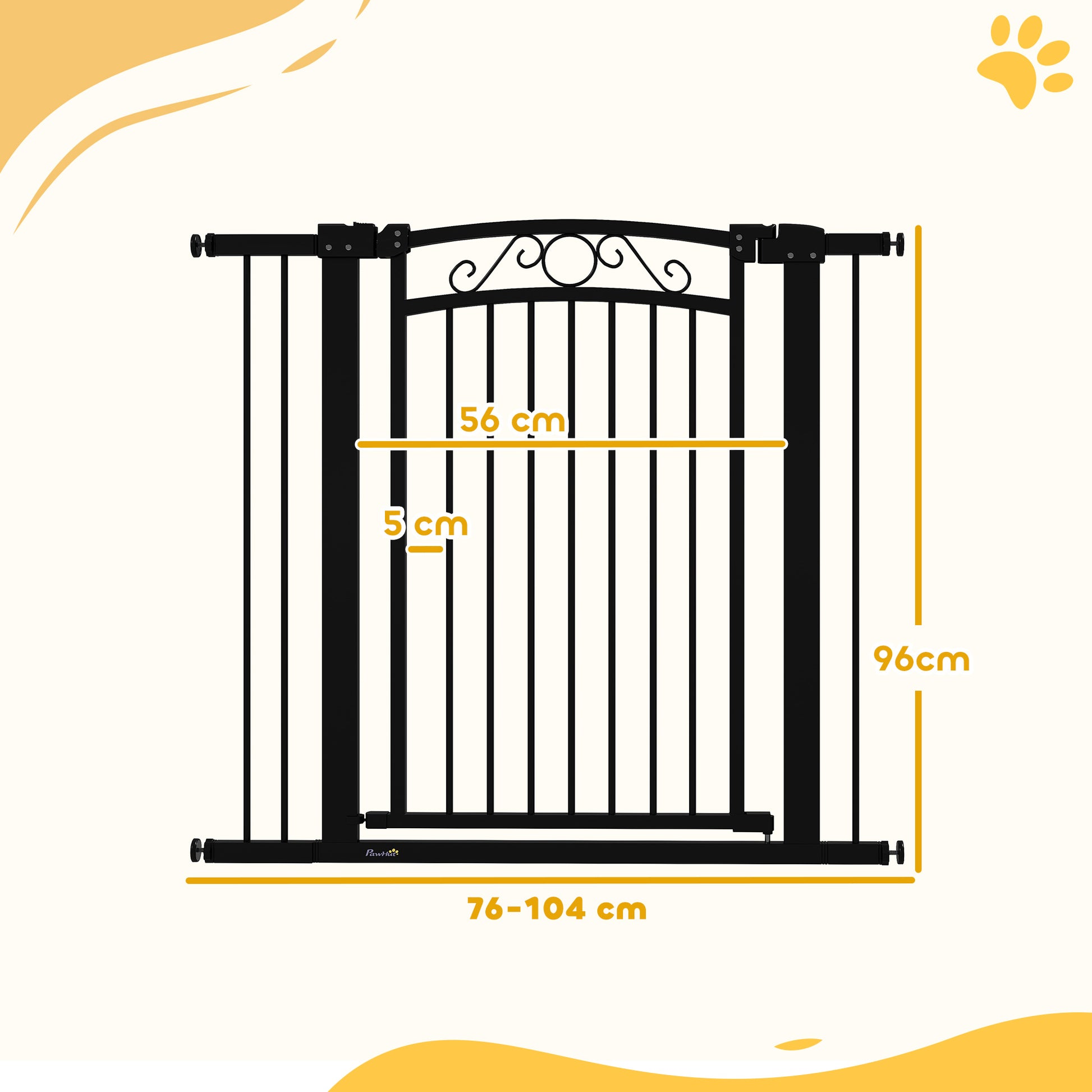 Pawhut Barrera Para Perros Con Ancho Ajustable 76-104 Cm 2 Extensiones Negro_2