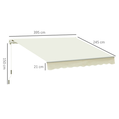 Outsunny Toldo Manual Con Brazo Articulado De Aluminio 4x2,5m Blanco_2