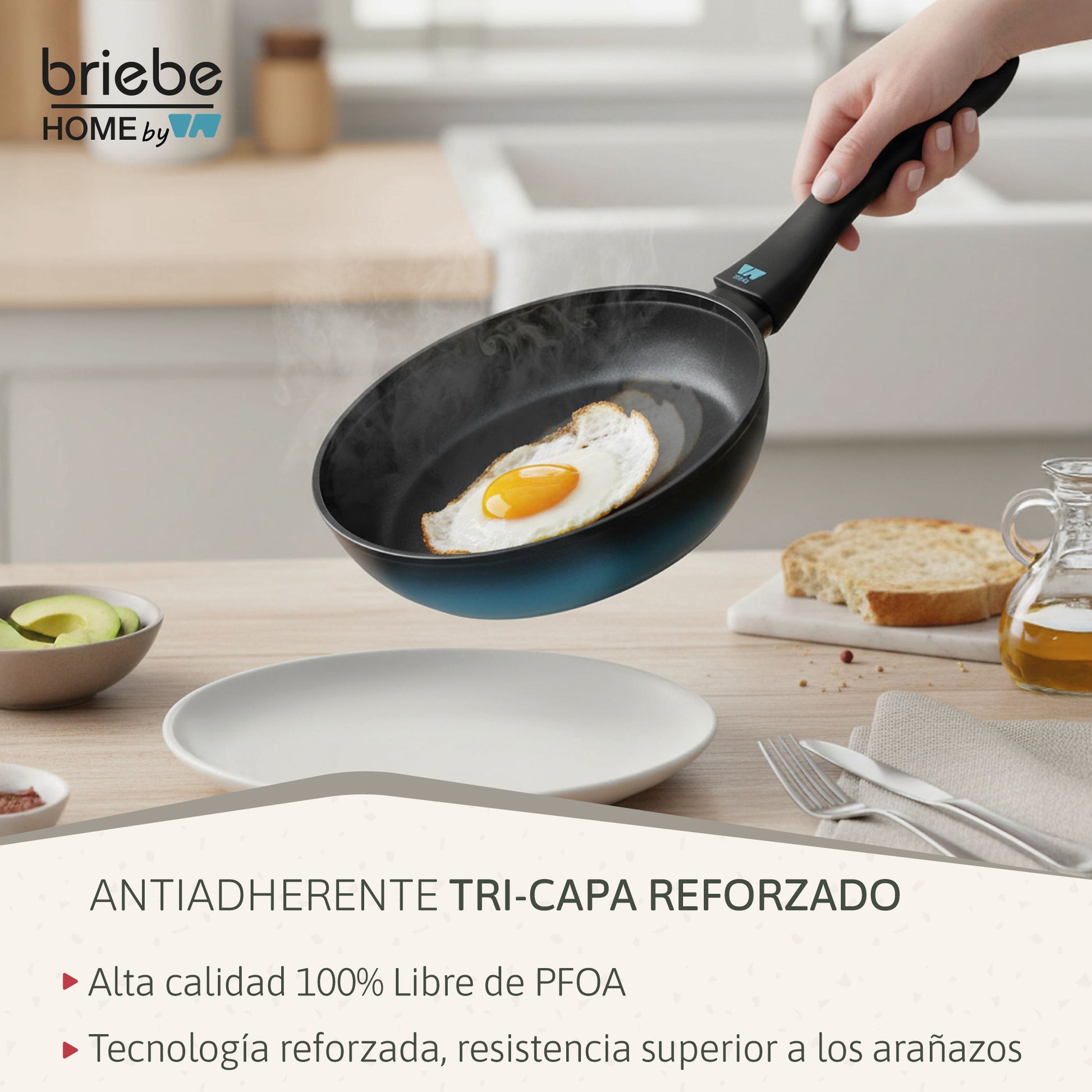 Briebe Sartén Inducción Acero Forjado 20 Cm Antiadherente Sin Pfoa, Todas Cocinas, Fabricada En España, Mare, Azul_3
