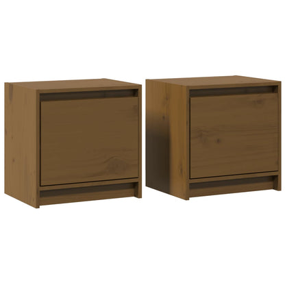 Mesitas De Noche 2 Uds Madera De Pino Marrón Miel 40x30,5x40 Cm_0