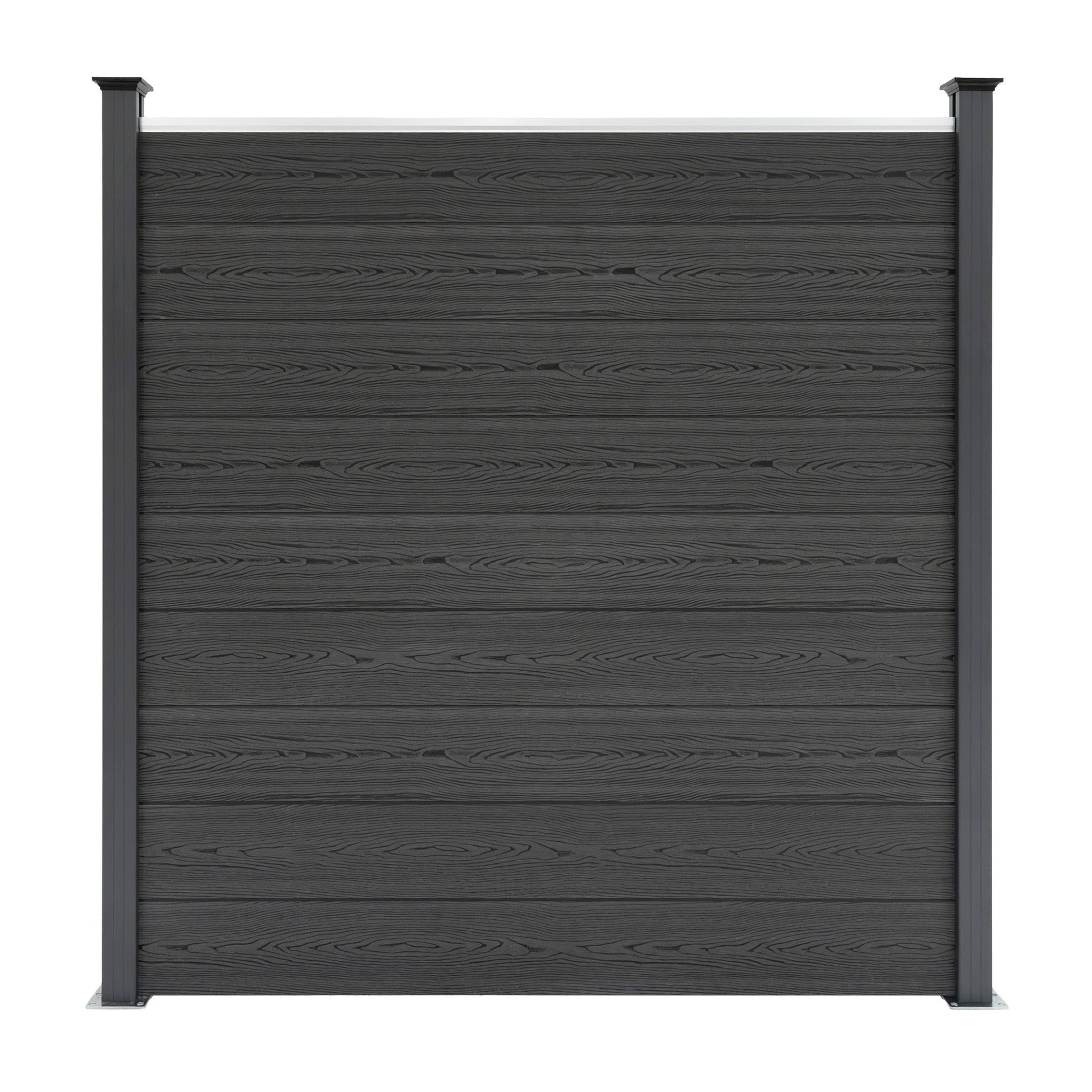 Vallas Para Exteriores De Wpc Y Aluminio - 2x Paneles Cuadrados + 1x Oblicuo + 3x Postes Con Led | Gris_3