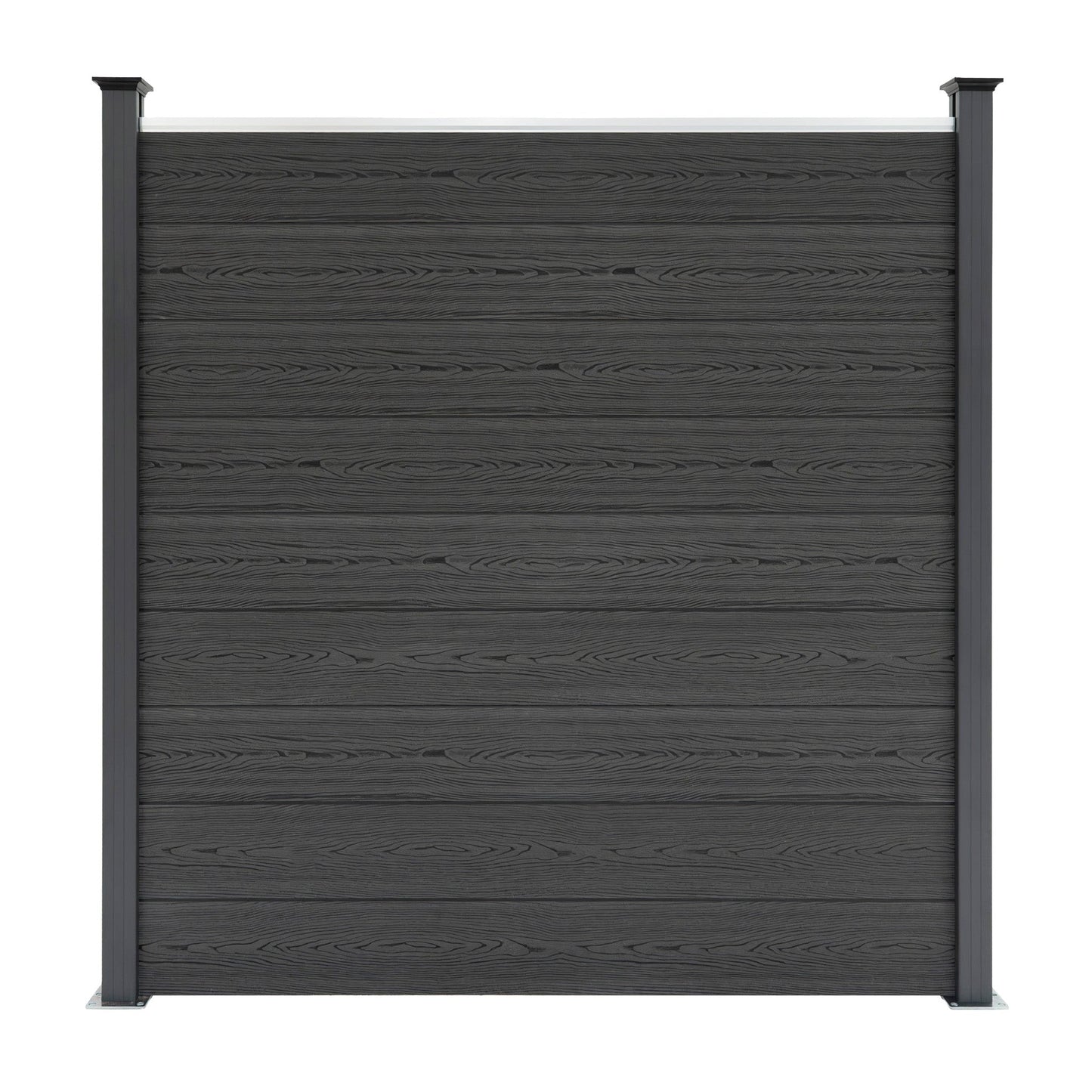 Vallas Para Exteriores De Wpc Y Aluminio - 1x Panel Cuadrado + 1x Oblicuo + 2x Postes Con Led | Gris_3