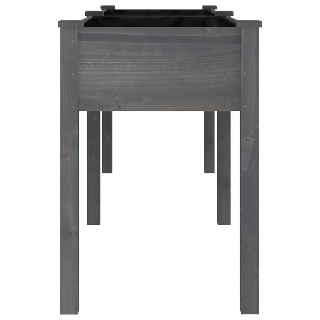 Jardinera Con Forro Madera Maciza De Abeto Gris 203x53x76 Cm_4