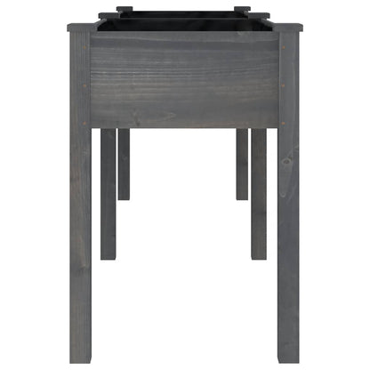 Jardinera Con Forro Madera Maciza De Abeto Gris 203x53x76 Cm_4
