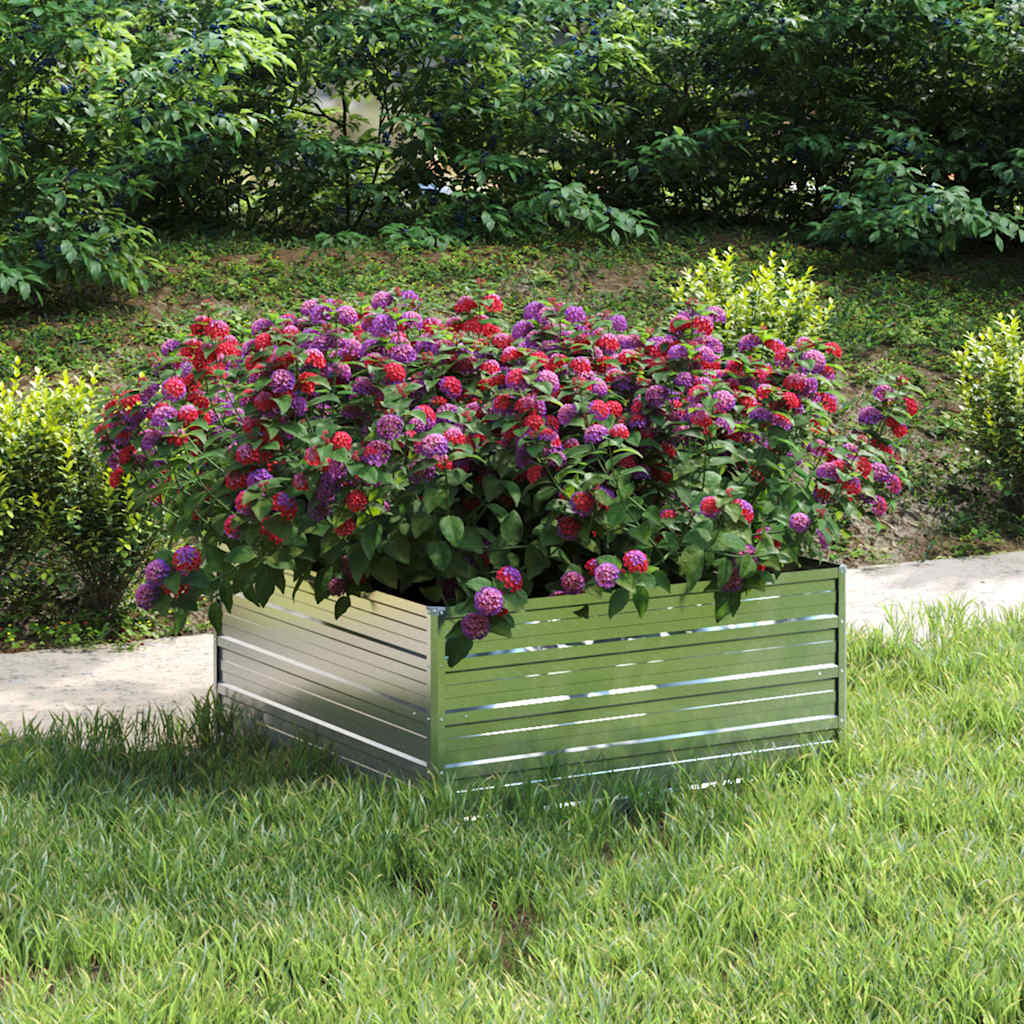 Arriate De Acero Galvanizado Plateado 100x100x45 Cm_1